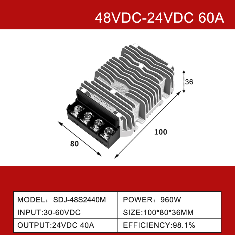 Convertitore DC/DC step down da 48 V a 24 V da 3 A a 85 A Alimentatore impermeabile IP68 per sistema solare