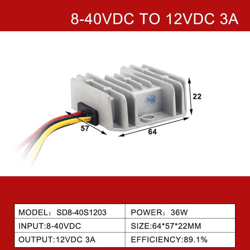 Convertitore per auto buck boost CC-CC non isolato da 8-40 V a 12 V da 3 A a 60 A a uscita singola