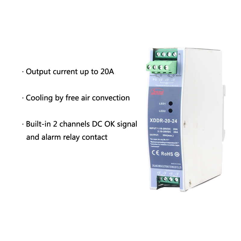 XDDR-20/DRDN-20 Modulo di ridondanza su guida DIN da 20 A 12 V/24 V/48 V Supporto sistema di ridondanza 1+1 e N+1