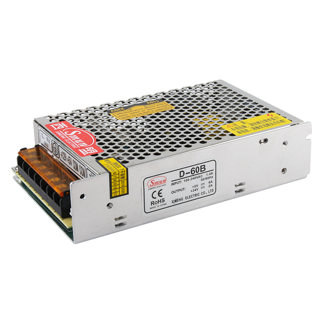 Alimentatore switching a doppia uscita D-60A 5V6A 12V4A 60W 