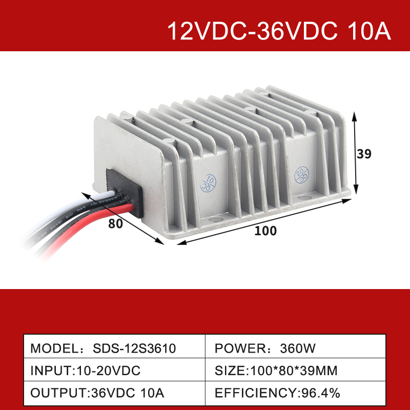 Convertitore step-up di alimentazione per auto CC-CC non isolato IP68 da 12 V a 36 V da 1 A a 30 A