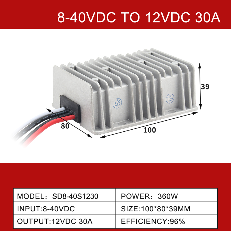 Convertitore per auto buck boost CC-CC non isolato da 8-40 V a 12 V da 3 A a 60 A a uscita singola