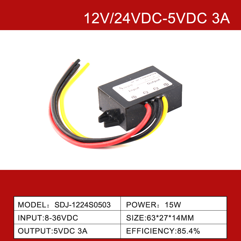 Convertitore CC-CC buck IP68 impermeabile non isolato da 12 V/24 V CC a 5 V CC da 3 A a 60 A 