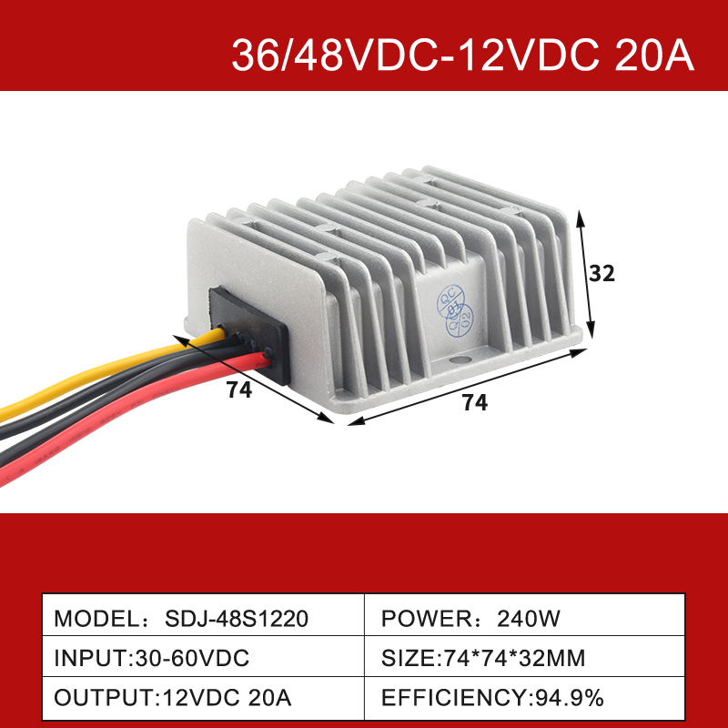 Convertitore di alimentazione DC DC Step Down da 36 V/48 V a 12 V da 3 A a 100 A per veicoli elettrici
